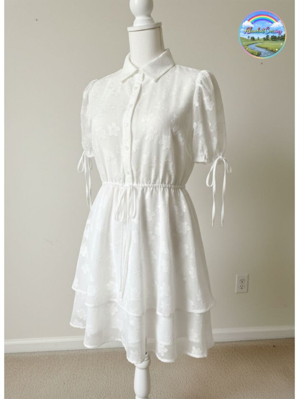Gothic Peter Pan Collar Floral Chiffon Layered Dress
